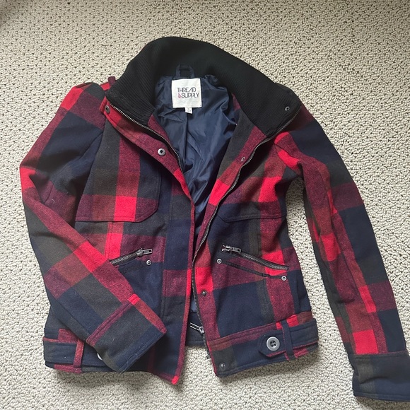 Thread & Supply - Wool/polyester Lumberjack red plaid jacket - Picture 2 of 6